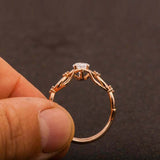 Split Open Band Solitaire with Accent Ring 1ct Pear Diamond 14k Rose Gold Finish