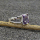 2.2ct Engagement Ring Emerald Cut Purple Amethyst Split Shank 14k WhiteGold Over