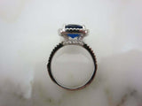 1.7ct Cushion Cut Blue Sapphire Diamond Accents Halo Ring 14k White Gold Finish