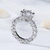 5Ct Round Cut Diamond Cocktail Iced Eternity Engagement Ring 14K White Gold Over