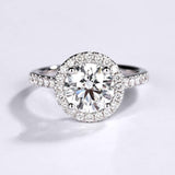 Halo Solitaire Engagement Ring 2ct Round Cut VVS1D Diamond 14k White Gold Finish