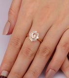 2ct Oval Cut Morganite Engagement Ring Diamond Ballerina 14k Yellow Gold Finish