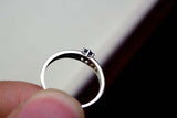 0.3ct Round Cut Blue Sapphire Diamond Accent Solitaire Ring 14k White Gold Over