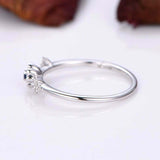0.3ct Round Cut Blue Sapphire Engagement Ring Floral Diamond 14k White Gold Over