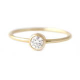 0.2ct Round Cut Diamond Engagement Ring 14k YellowGold Over Bezel Set Minimalist