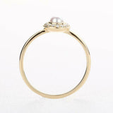 1.6ct Round Cut Diamond Halo Solitaire Pearl Engagement Ring 14k YellowGold Over