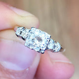 Accents Solitaire Engagement Ring 2ct Round Cut Diamond 14k White Gold Finish