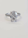1.6ct Oval Cut Diamond Accents Solitaire Engagement Ring 14k White Gold Finish