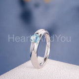 0.5ct Round Cut Simulated Blue Aquamarine Solitaire Ring 14k White Gold Plated