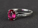 2.3ct Engagement Ring Oval Cut Pink Ruby Diamond Accent 14k White Gold Finish