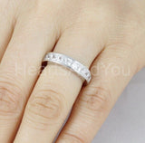 2.4ct Princess Simulated Diamond Channel Set Bridal Ring 14k White Gold Plated