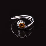 0.35ct Engagement Ring Round Cut Citrine Swirl Solitaire 14k White Gold Finish