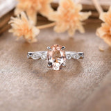 1ct Oval Cut Simulated Morganite Solitaire Accents Ring 14k White Gold Plated