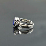 1.45ct Engagement Ring Oval Cut Blue Sapphire Solitaire 14k White Gold Finish