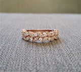 3Ct Marquise Cut Diamond Wide Art Deco Wedding Ring Band 14K Rose Gold Finish