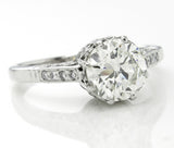 5Ct Round Cut Diamond Queens Crown Vintage Engagement Ring 14K White Gold Finish