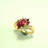 2.2ct Oval Cut Pink Ruby Art Deco Bypass Engagement Ring 14k Yellow Gold Finish