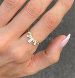 0.2ct Baguette Cut Simulated Diamond Curved Wedding Band 14k White Gold Plated