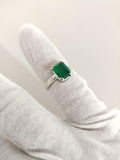 2.1ct Green Emerald Cut Cross Shank Solitaire Women Ring 14k White Gold Finish