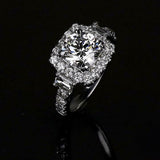 4Ct Round Cut Diamond Halo Iced Exquisite Engagement Ring 14K White Gold Finish