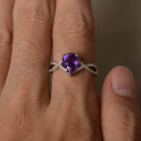 1ct Pear Purple Amethyst Infinity Solitaire Engagement Ring 14k WhiteGold Finish