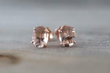 0.5ct Oval Cut Peach Morganite Solitaire Stud Earrings 14k Rose Gold Finish