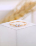 0.2ct Round Cut Moissanite Minimalist Trilogy Women Ring 14k Yellow Gold Plated