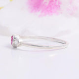 0.9ct Round Cut Pink Ruby Engagement Ring Diamond Trilogy 14k White Gold Finish