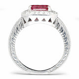 2ct Emerald Cut Pink Ruby Antique Vintage Engagement Ring 14k White Gold Finish