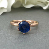 0.5ct Round Cut Blue Sapphire Solitaire Engagement Ring 14k Rose Gold Finish