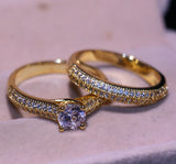 3ct Round Cut Diamond Engagement Ring 14k Yellow Gold Finish Bridal Set Promise