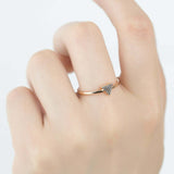 0.06ct Round Black Diamond Engagement Ring Dainty Minimalist 14k Rose Gold Over