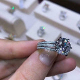 4Ct Round Cut VVS1 Diamond Dual Split Band Engagement Ring 14K White Gold Finish