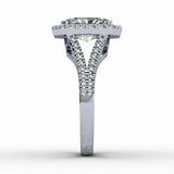 1.5ct Radiant Cut Diamond Halo Solitaire Engagement Ring 14k White Gold Finish