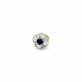 0.4ct Round Blue Sapphire Screw On Nose Pin Ring Piercing 14k Yellow Gold Finish