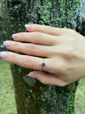 0.2ct Round Cut Blue Sapphire Two Stone Minimalist Ring 14k Yellow Gold Finish