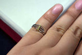 0.16ct Engagement Ring Round Cut Yellow Sapphire Split Band 14k WhiteGold Finish