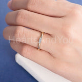 0.2ct Baguette Cut Simulated Blue Aquamarine Minimal Ring 14k Rose Gold Plated