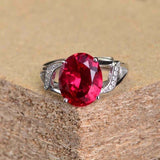 2.3ct Engagement Ring Oval Cut Pink Ruby Split Shank 14k White Gold Finish