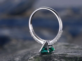 2.3ct Green Emerald Cut Engagement Ring Diamond Accents 14k White Gold Finish
