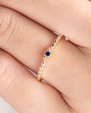 0.5ct Engagement Ring Round Cut Blue Sapphire Minimalist 14k Yellow Gold Finish