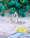 0.5ct Round Cut Moissanite Unique Crown Women Wedding Band 14k White Gold Plated
