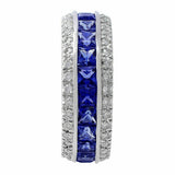 6Ct Princess Cut Blue Sapphire Diamond Eternity Wedding Band 18K White Gold Over