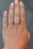 3ct Oval Cut Pink Sapphire Diamond Halo Floral Engagement Ring 14k RoseGold Over