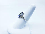 2.2ct Engagement Ring Pear Cut Blue Sapphire Art Deco 14k White Gold Finish
