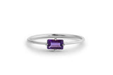 0.4ct Engagement Ring Baguette Cut Purple Amethyst Minimalist 14k WhiteGold Over