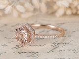 2.3ct Round Cut Peach Morganite Halo Engagement Ring 14k Rose Gold Finish