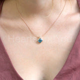 1ct Princess Simulated Blue Topaz Bezel Pendant 14k Yellow Gold Plated NO CHAIN