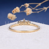 0.5ct Marquise Simulated Diamond Cluster Minimalist Ring 14k Yellow Gold Plated