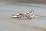 1.5ct Round Cut Peach Morganite Engagement Ring 14k RoseGold Over Diamond Accent